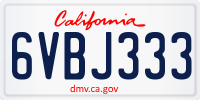 CA license plate 6VBJ333