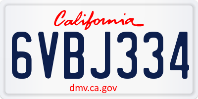 CA license plate 6VBJ334