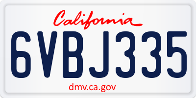 CA license plate 6VBJ335