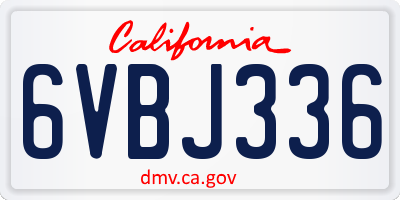 CA license plate 6VBJ336
