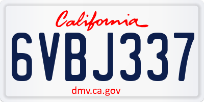 CA license plate 6VBJ337