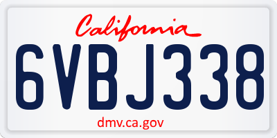 CA license plate 6VBJ338
