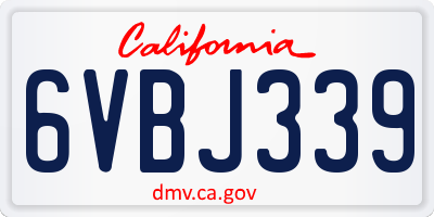 CA license plate 6VBJ339