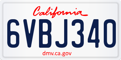 CA license plate 6VBJ340