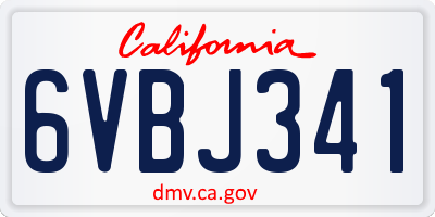 CA license plate 6VBJ341