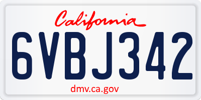 CA license plate 6VBJ342