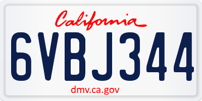 CA license plate 6VBJ344