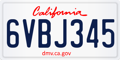 CA license plate 6VBJ345