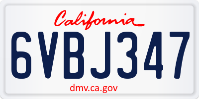 CA license plate 6VBJ347