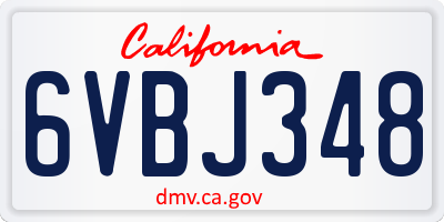 CA license plate 6VBJ348