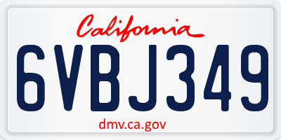 CA license plate 6VBJ349