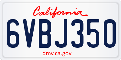 CA license plate 6VBJ350