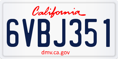 CA license plate 6VBJ351