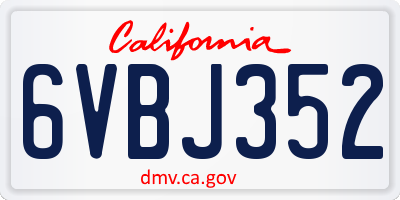 CA license plate 6VBJ352