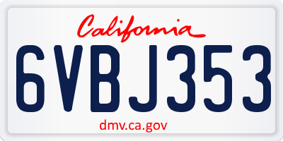 CA license plate 6VBJ353