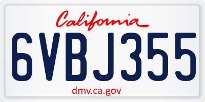 CA license plate 6VBJ355
