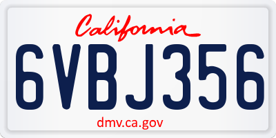 CA license plate 6VBJ356