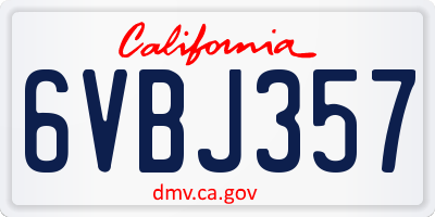 CA license plate 6VBJ357
