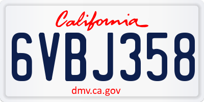 CA license plate 6VBJ358