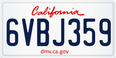 CA license plate 6VBJ359