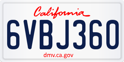 CA license plate 6VBJ360