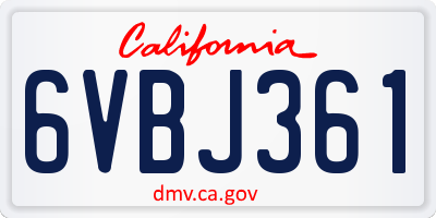 CA license plate 6VBJ361