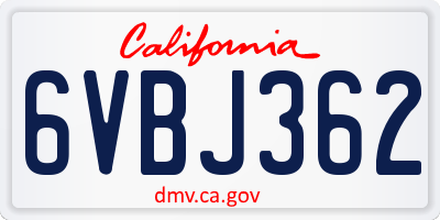 CA license plate 6VBJ362