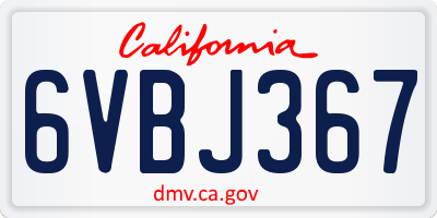 CA license plate 6VBJ367