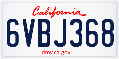 CA license plate 6VBJ368