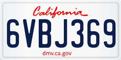 CA license plate 6VBJ369
