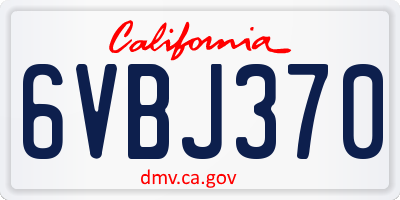 CA license plate 6VBJ370