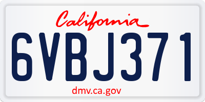 CA license plate 6VBJ371