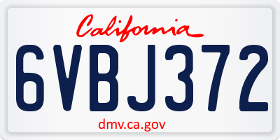 CA license plate 6VBJ372