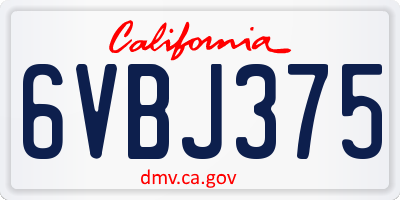 CA license plate 6VBJ375