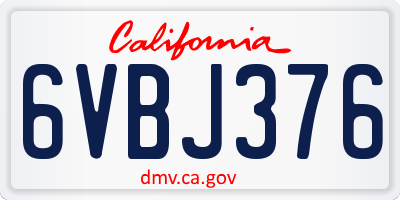 CA license plate 6VBJ376