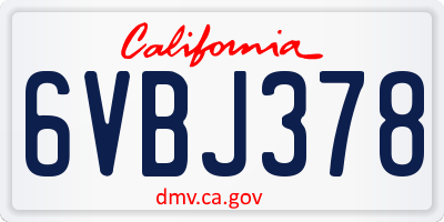 CA license plate 6VBJ378