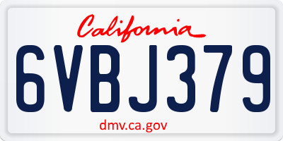CA license plate 6VBJ379