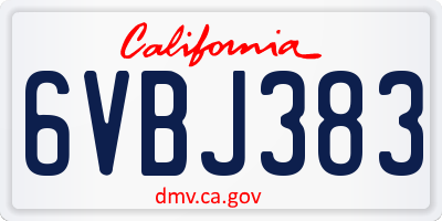 CA license plate 6VBJ383