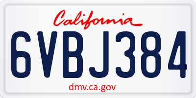 CA license plate 6VBJ384
