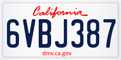 CA license plate 6VBJ387