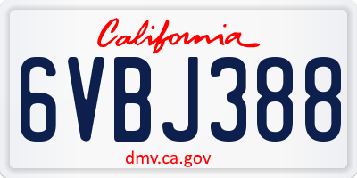 CA license plate 6VBJ388