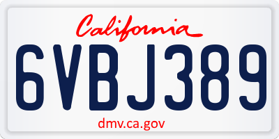 CA license plate 6VBJ389
