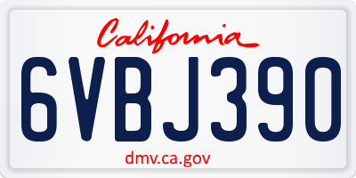 CA license plate 6VBJ390