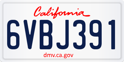 CA license plate 6VBJ391