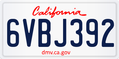 CA license plate 6VBJ392