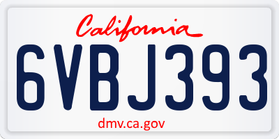 CA license plate 6VBJ393