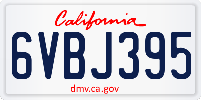 CA license plate 6VBJ395