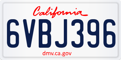 CA license plate 6VBJ396