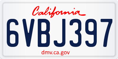 CA license plate 6VBJ397