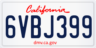 CA license plate 6VBJ399